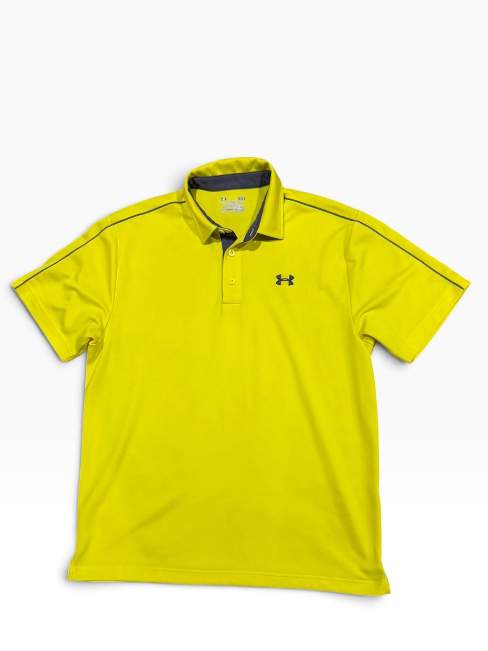 Under Armour Neon Yellow Polo with Gray Contrast Trim -Large